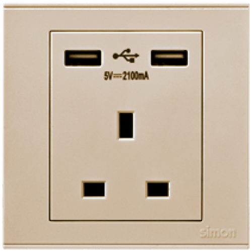 فيش 13 امبير مع 2 مخرج يو اس بي مدريد