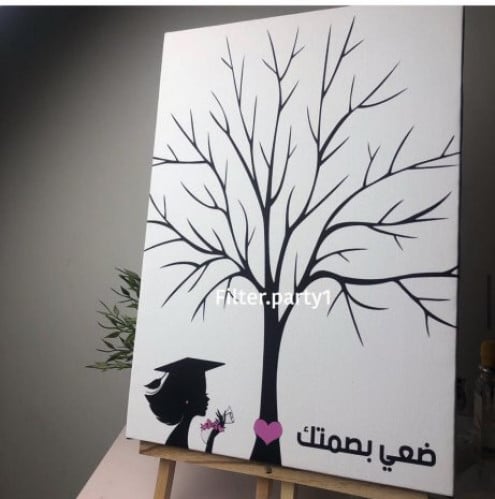 لوحه كانفس بالبصمه ثيم خريجة مقاس A3