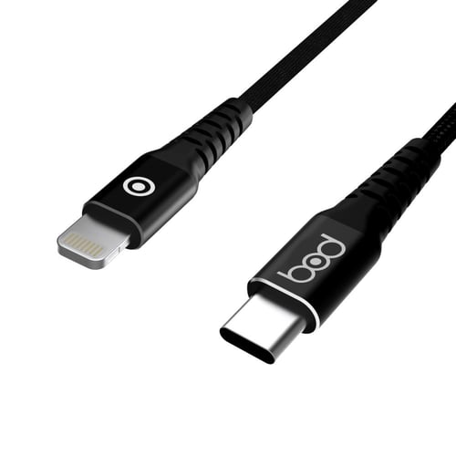 كيبل ايفون 200 سم جلد أسود ماركة بود bod