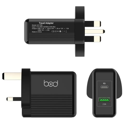 شاحن جداري 38 واط بمنفذين USB ومنفذ PD