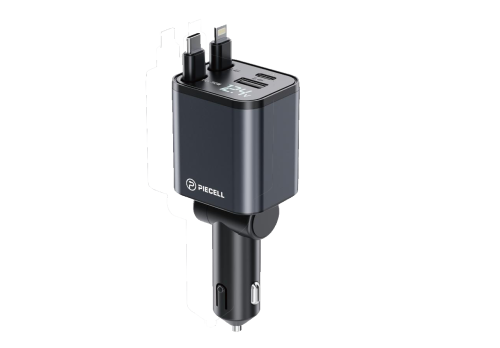 شاحن سيارة منفذين PD و USB مع كيابل مدمجه لاتينق +...