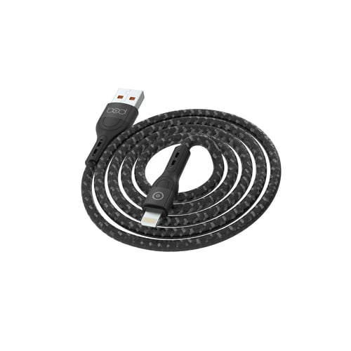 كيبل ايفون 2 متر قماش أسود ماركة بود bod