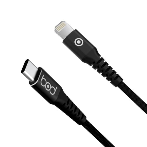 كيبل ايفون 200 سم جلد أسود ماركة بود bod