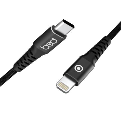 كيبل ايفون 200 سم جلد أسود ماركة بود bod