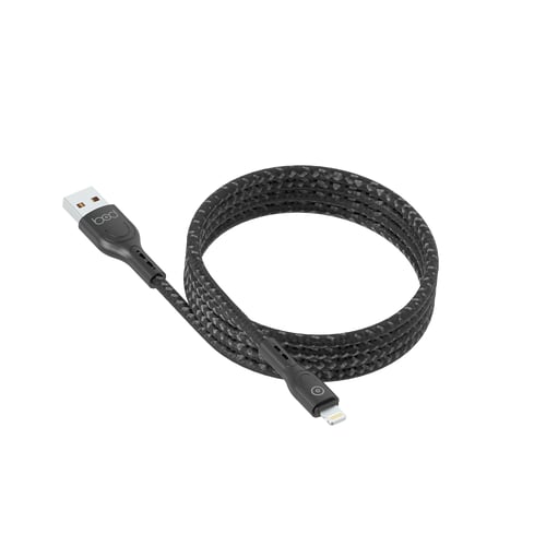 كيبل ايفون 2 متر قماش أسود ماركة بود bod