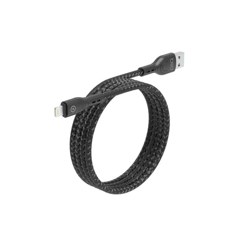 كيبل ايفون 2 متر قماش أسود ماركة بود bod