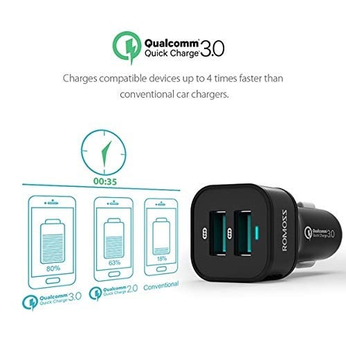 شاحن جوال مدخل ولاعة مدخلين USB من ROMOSS بقوة 36W