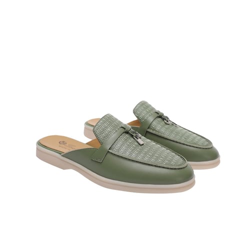 Loro piana هاف فلات لوربيانا ( army green leather)