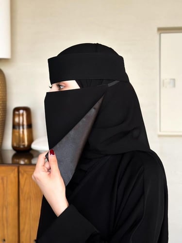 عدد 3 نقاب مشبك حرير قصير