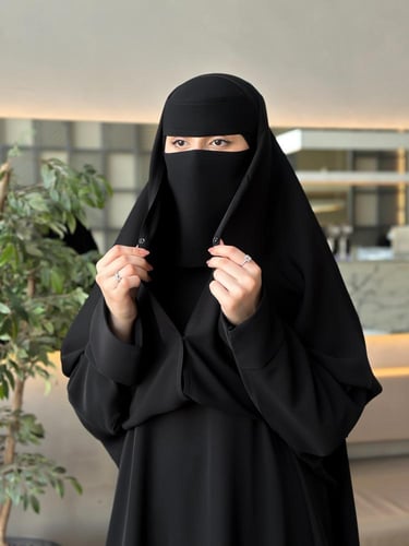 عباية 2 في واحد +نقاب مشبك إسلامي حرير مجانًا