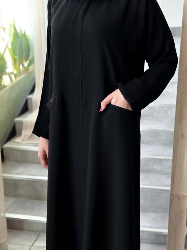 عبايه بجيوب اماميه + طرحه ونقاب مجانا