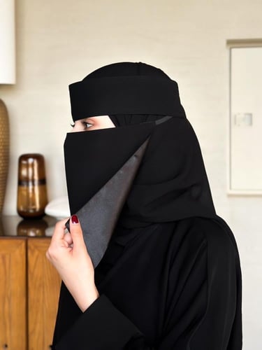 عدد 3 نقاب مشبك حرير وسط