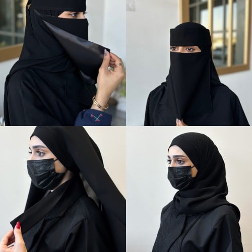 عدد 2 نقاب حرير وسط بربطه +عدد 2 طرحه ربط