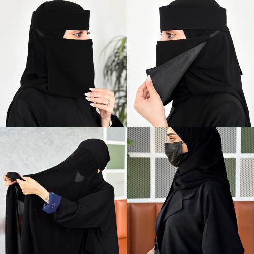 عدد 2 نقاب حرير قصير بربطه +عدد 2 طرحه بندانة