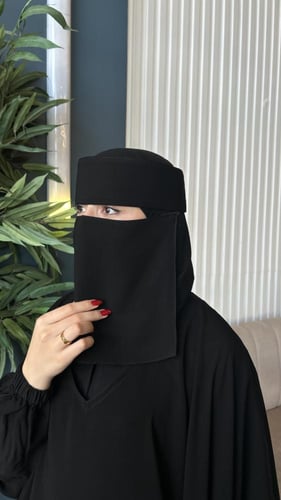 عرض عبايه ساده + خمار + نقاب اسلامي حرير