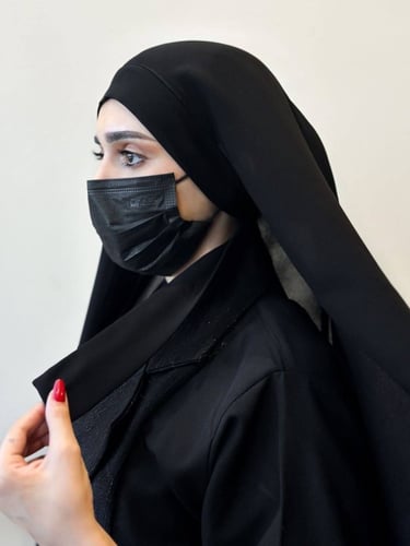 نقاب حرير وسط بربطه +طرحه ربط