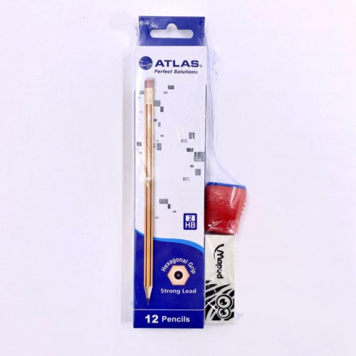 atlas 12 pencils مع براية ومحاية