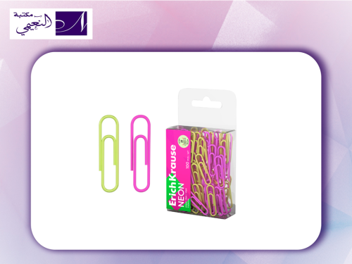 مشبك ورق ملون 100 حبة paper clips Vinyl coated ERI...