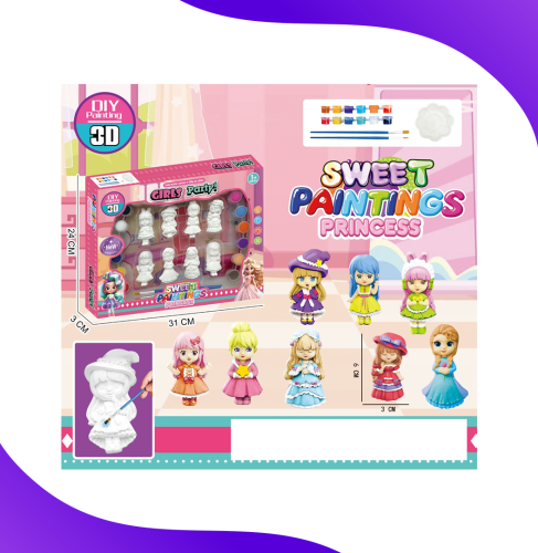 لعبة تلوين الأميرات الأصلية – 3D DIY – 8 دمى جاهزة...