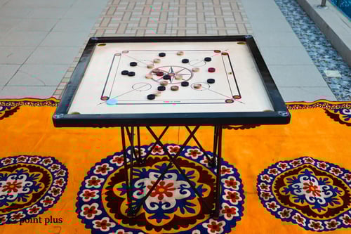 طاولة كيرم أرضية + بودرة كيرم +حبوب كيرم_Carrom ta...