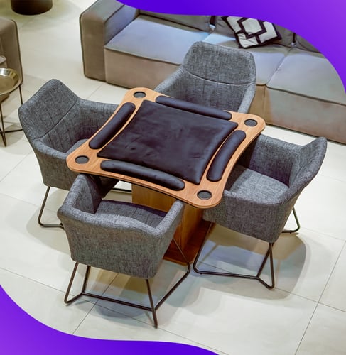 طاولة بلوت مع كراسي أسود_Blot Table BLACK with Cha...