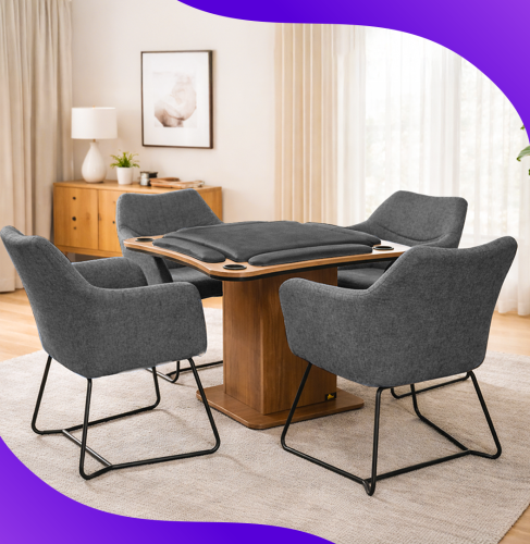 طاولة بلوت مع كراسي لون رصاصي_Blot Table GRAY with...