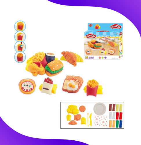 لعبة صلصال المأكولات الأصلية – تشكيل برجر، بيتزا،...