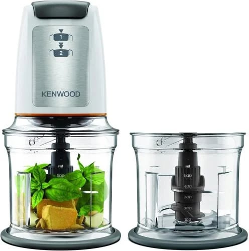 Kenwood Chopper, 500W, 0.5L, 2 Speeds, 2 Bowls, 4 Stainless Steel Blades, Mayonnaise Attachment, CHP61.200WH, White