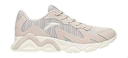 حذاء رياضي قماش شبكي منقوش برباط وشعار جانبي للنسا...