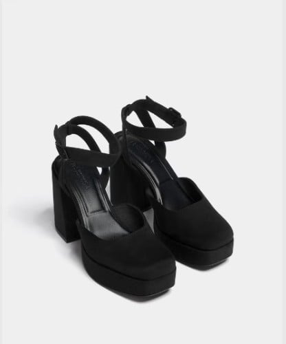 حذاء مخملي بكعب عالٍ ونعل سميك للنساء من بول آند ب...