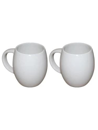 WDA 2-Piece White Ceramic Coffee Mug Set – Modern Tea & Coffee Cups