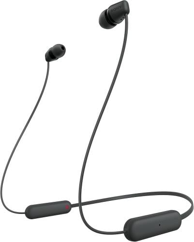 Sony WI-C100 Wireless In-Ear Bluetooth Headphones with Built-in Microphone, Black, Size M (WI-C100/B)