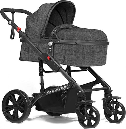 عربة اطفال 3 في 1 من تيكنوم لون رمادي - حزمة من قط...
