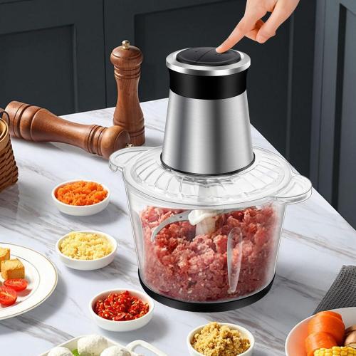 Electric meat grinder, 3-speed, detachable, versatile meat processor with 2 speeds, 300W, 4 sharp blades, for meat, vegetables, fr...