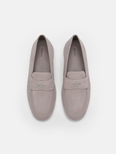بيدرو Suede Driving Shoes - LIGHT GREY