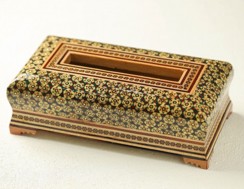 صندوق مناديل خشبي مُطعم بالصدف