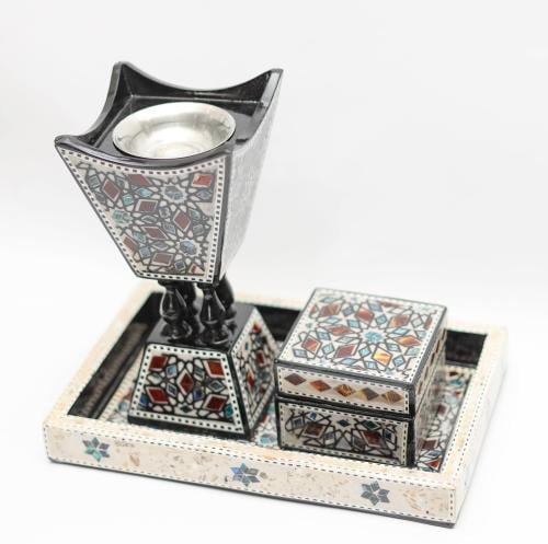 طقم صينية ومبخرة وصندوق مستطيل