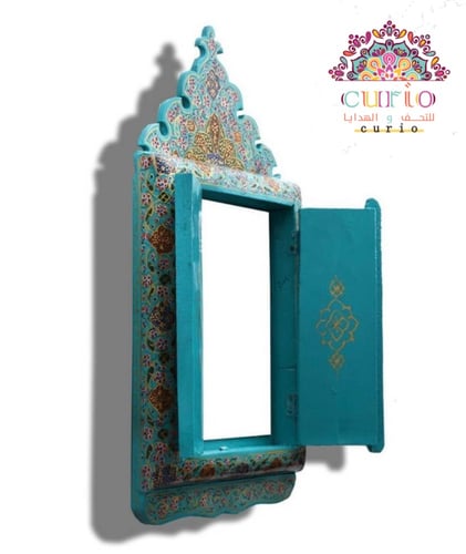 مرايا من الخشب الطبيعي نقوشات يدوية 23/47سم