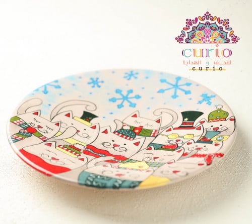 لوحة فنية على طبق من الفخار ، رسم يدوي