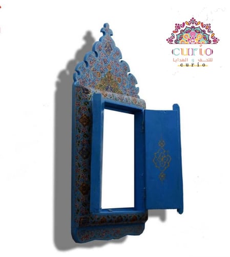 مرايا من الخشب الطبيعي نقوشات يدوية 23/47سم