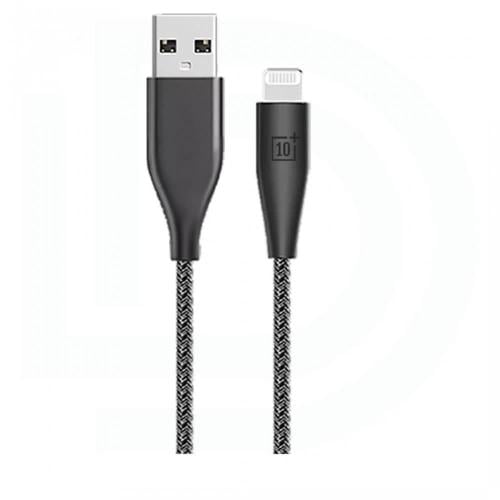 كيبل شحن ايفون USB قماش 1متر من تن بلس اسود