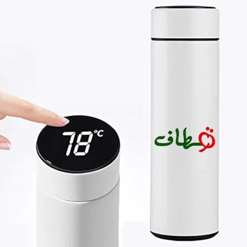 مق بشعار قطاف معزول مع شاشة لعرض درجة الحرارة، من الفولاذ المقاوم للصدأ، يتكون من قطعة واحدة، سعة 500 مل/17 أونصة، كوب ماء ذكي مان...