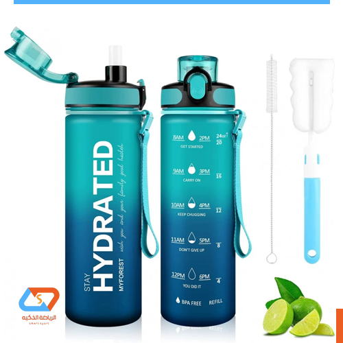 رجاجة مياه مع ملعقة ومصفاه 1 لتر