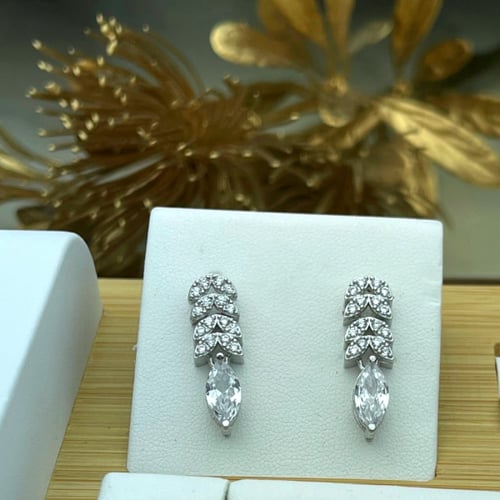 طقم زركون فاخر فضي