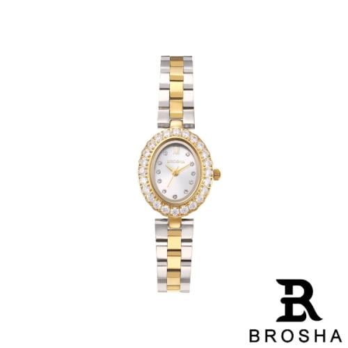 ساعة نسائية فاخرة من BROSHU شكل بيضاوي مكس ذهبي فض...