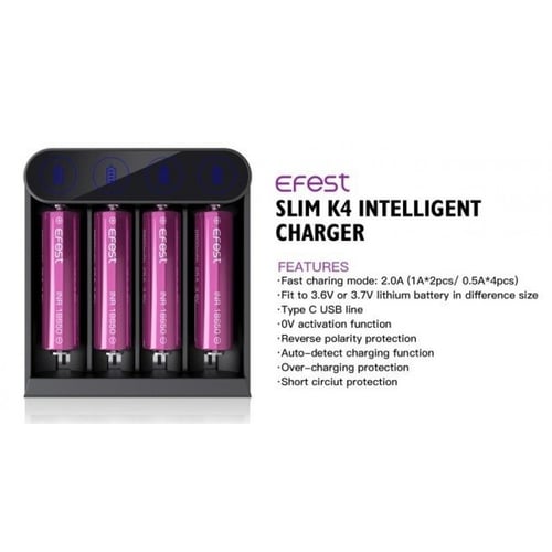 شاحن بطاريات ايفست Efest Slim K4 Charger