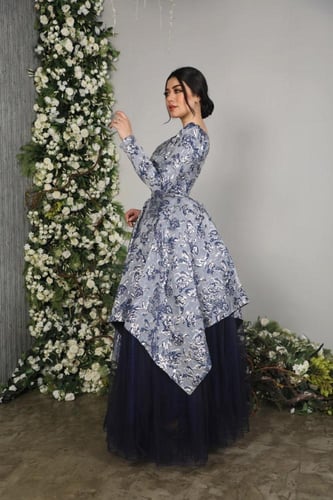 فستان سهره جاكار مع تل اكمام