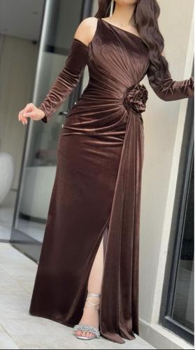 فستان مخمل ناعم باكمام منفصله