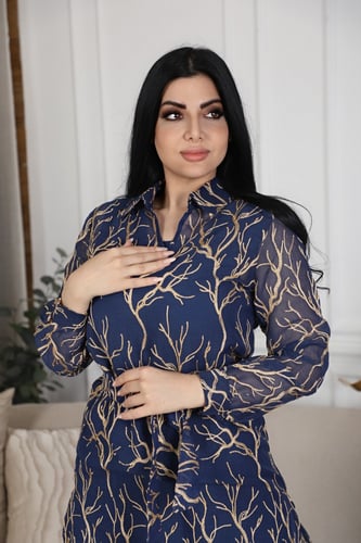 فستان قطعتين انيق بكسرات