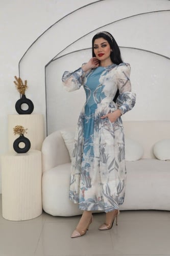 فستان براندي للعيد اكمام بف